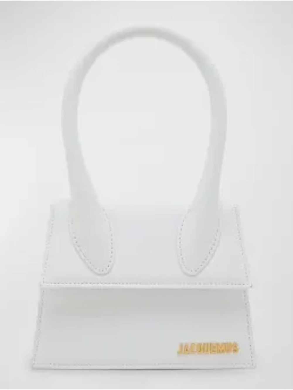 Jacquemus White Mini Top-Handle Bag with Gold Logo